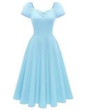 Wedtrend Cocktail Dress Ladies Elegant Rockabilly Dresses Ladies Midi Cap Sleeves Dress WTP30021SkyBlueS