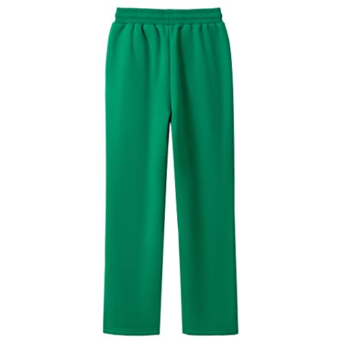 Kidnation Kids Sweatpants Antistatic Fabric Pants Fleece Open Bottom Jogger With Pockets For Boys And Girls Green 5-6 Years #TOP1