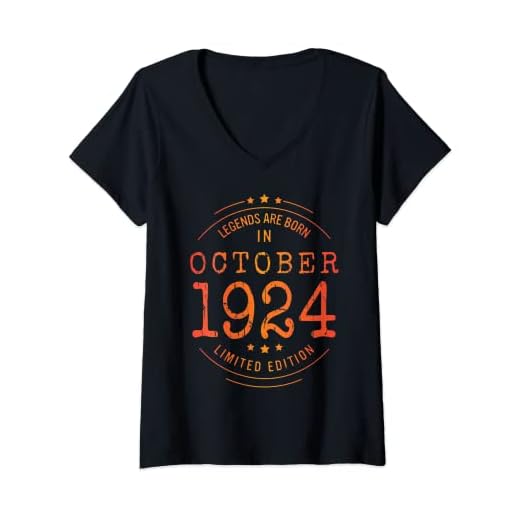 Mujer Cumpleaños Octubre 1924 Edición Limitada Regalo Used Vintage Camiseta Cuello V