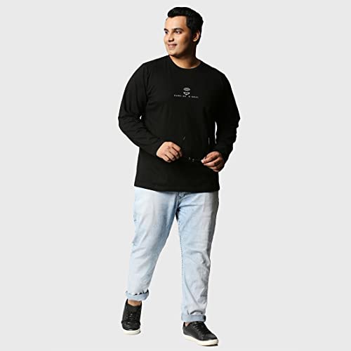 Image of Bewakoof Men's Graphic Printed Regular Fit Full Sleeve Round Neck Cotton Plus Size T-Shirt