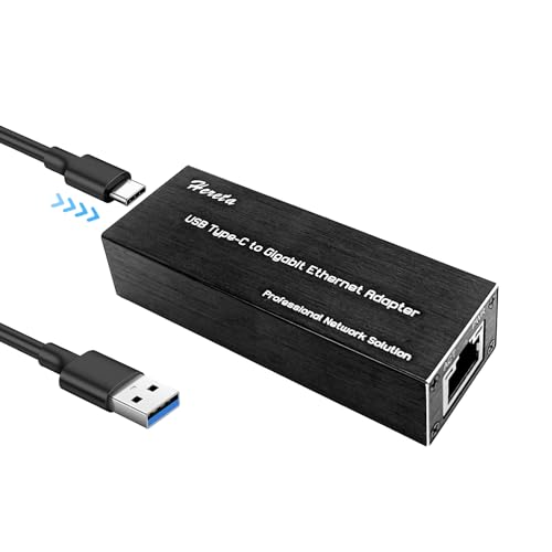 Hereta Adattatore di rete industriale da USB C a Gigabit Ethernet, scheda di interfaccia di rete, porta RJ45 10/100/1000 Mbps, USB-C 3.0, supporta Mac OS, Windows XP, Vista, 7, 8, 8.1, 10, 11, Linux,