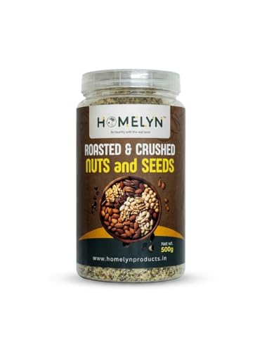 Image of Premium Roasted & Crushed Nuts and Seeds Mix, Almond, Cashew, Pistachio, Chia, Flax, Pumpkin, Sunflower & Watermelon Seed, 500g