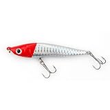 Cebo Falso Pesca en el mar, Cebo Falso de 14g y 8cm, Cebo de Largo Alcance, Boca amartillada, lubina, Anzuelo Doble, Anzuelo con Ranura for Sangre, Cebo Duro Cebos de Pesca(D)