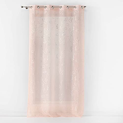 Douceur d'Interieur 140 x 240 cm Eyelet Curtain, Pink