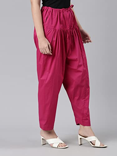 Image of GO COLORS Soft Cotton Salwar for Women | Relaxed Fit, Mid Rise, Ankle Length, Drawstrings