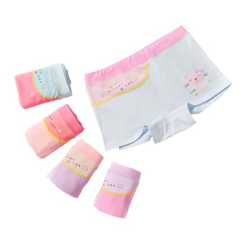 (5pack+5pair Girls Cat Boyshorts Underwear with Pink Cotton Crew Ankle Socks for Age 6-8 Years3