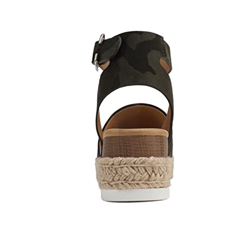 Image of Soda Topic Open Toe Buckle Ankle Strap Espadrilles Flatform Wedge Casual Sandal