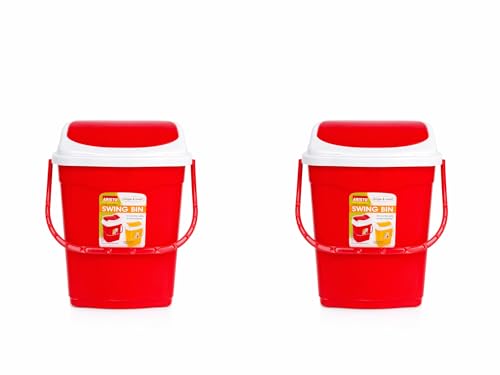 Image of ARISTO Plastic Swing Lid Garbage Dustbin 16 LTR Combo (Red /Red)
