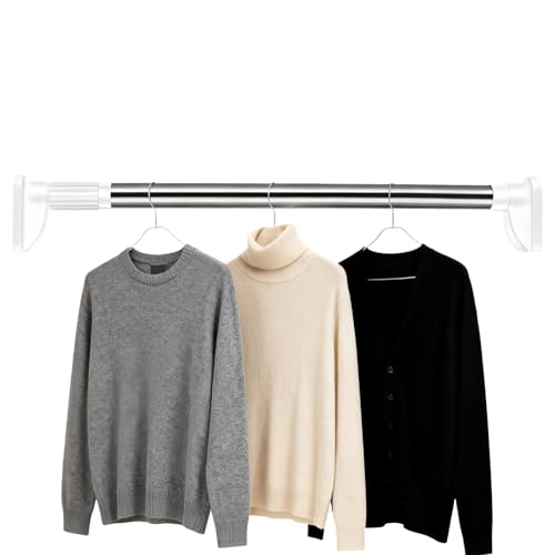Bsbkoj Barra telescópica de acero inoxidable para colgar en el armario, para ropa, ropa, ropa, ropa, ropa, ropa, ropa, ropa, almacenamiento, dormitorio, Navidad, chaqueta de viaje