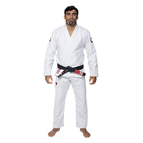 KINGZ Classic 3.0 Brazilian Jiu Jitsu Gi - Men's Lightweight Premium BJJ Kimono - IBJJF Legal - 450gsm Pearl Weave Pro Competition - (White) A00