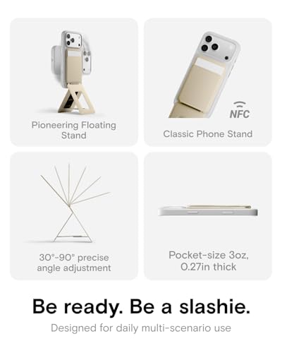 Image of MOFT Phone Tripod Wallet for iPhone, Mulit-Angles, Portable Phone Stand, MOVAS Vegan Leather Magnetic Wallet, Strong Magnets, NFC Card Holder, Travel Essential, Earthen Beige (with Card Slot)