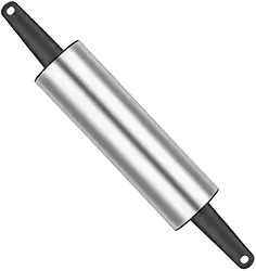 Rolo De Massa Liso para cozinha Aço Inox Com Cabo Pizza Esfirras Pão Macarrão Cores Sortidas