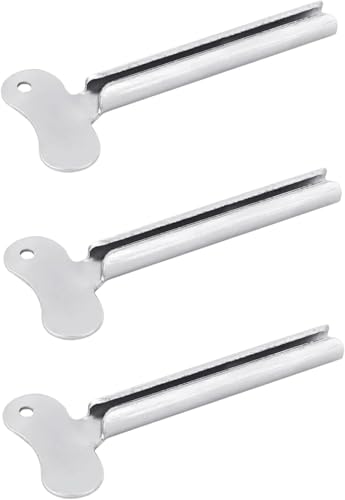3 Pcs Silvery Metal Tube Squeezer Keys, Toothpaste Metal Hair Dye Color Key Roller Dispenser Tool Durable Processingl, Daily Living Tube Squeezing Aids