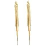 FRCOLOR Pendientes Largos de Borlas Dorados para Mujer Ligeros y Cómodos Diseño Chic para Fiestas Bodas y Uso Diario Accesorios de Moda Duraderos y Seguros