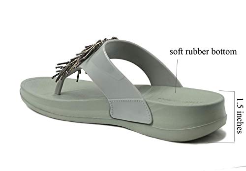 Image of REDVOLUTION Women's Rhinestone Sandals Soft Platform Footbed Midsole Fashion Flip Flop