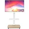 Soporte de TV Rodante Móvil para Televisores de 32-70 Pulgadas Planos/Curvos LED/LCD/OLED Altura Ajustable Soporte Portátil con Ruedas hasta 100lbs con Estante para Laptop y DVD para Exterior Blanco