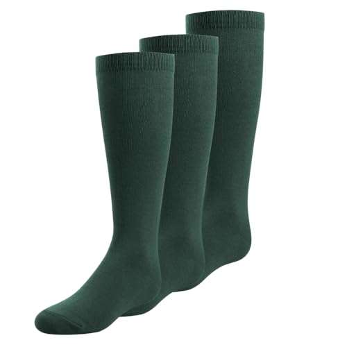 Girls Knee Socks Premium Cotton Blend Perfect for School Uniforms & Special Occasions Variety of Colors (3-Pack)