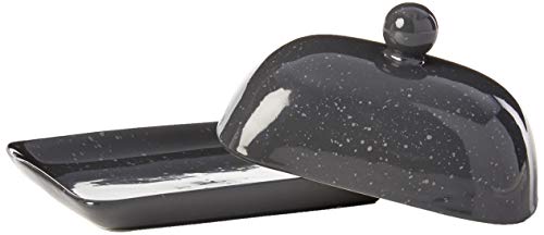 image for Boston Warehouse Speckleware Covered Butter Dish, Standard, Charcoal G