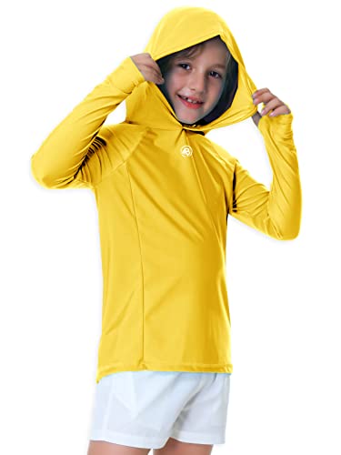 Image of AOBUTE Unisex Kids Long Sleeve Hoodie Rash Guard Boys UPF 50+ Swim Top with Thumb Hole 3-12 Years