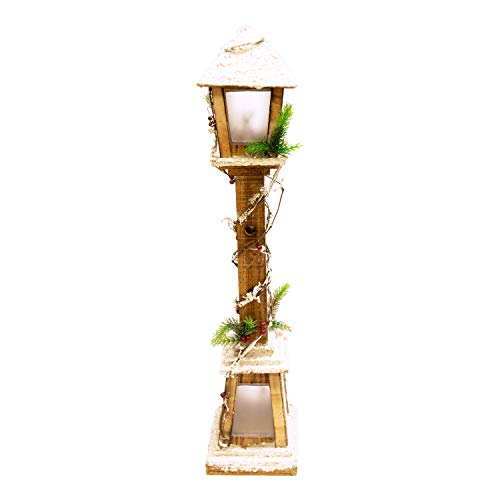 The Christmas Workshop Lampione Ornamentale con Neve, LED Bianco Caldo, Altezza 85 cm x profondità 16 cm