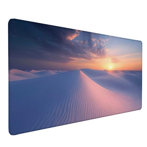 Tapis de souris XXL blanc Desert, une idée de cadeau femme idéale pour le bureau