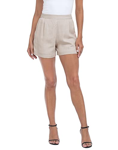 HDE High Waisted Linen Blend Pull On Dressy Summer Shorts for Women with Pockets