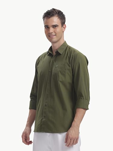 BLUE SQUAD Men’s Cotton Linen Slim Fit Shirt OREGANO - Image 5