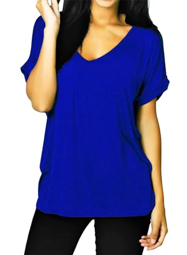 T-shirt manches longues femme col V ample pour masquer les rondeurs