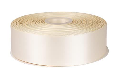Fondersy 50mmX 91M Double Faced Satin Ribbon Ivory Polyester Ribbon for Gift Wrapping Wedding Decoration Floral Arrangement Crafts