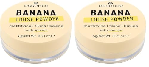 essence BANANA LOOSE POWDER Jaune matifiant, fixant, correcteur de couleur, translucide, mat, végétalien, sans huile, sans parfum, sans alcool, 2 paquet (6 g)