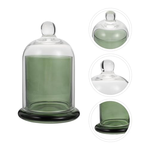 ABOOFAN 1 Set Glass Bell Jar Display Dome with Base Candle Dome Bell Glass Display Dome Votive Candle Holder Cupcake Toppers Cake Dome Lid Glass Cake Cover Empty Wax Glass Clock Romantic