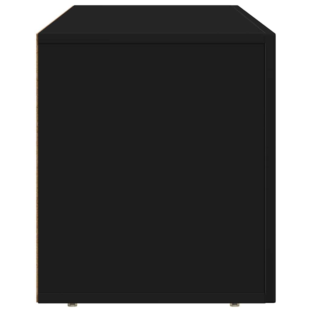 Mobile TV nero in legno con 7 ripiani, 100 x 35 x 40 cm, moderna credenza per soggiorno, con porta e cassetti