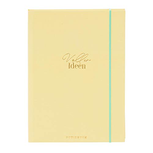 Goldbuch, Notizbuch A5, Wortreich, Blankobuch mit Punktraster, Einschreibebuch Leinen gelb, 15 x 22 cm, 200 Seiten, schönes Buch zum selber gestalten