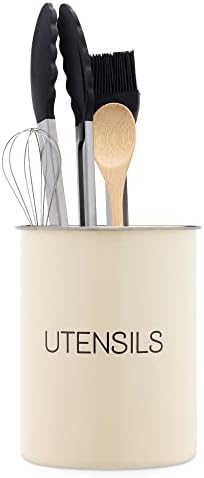 Navaris Kitchen Utensil Holder - Utensils Pot Organiser for Kitchen Countertop Cooking Accessories Cutlery Spatula Wooden Spoon - Metal Utensil Holder