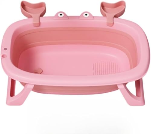 Runsweat折りたたみ式ペットバスタブ、犬用バス用品多機能、安全な素材、省スペース、コンパクト、ハンドル付き、ポータブル、屋内と屋外に最適、大型、収納簡単 (粉色)