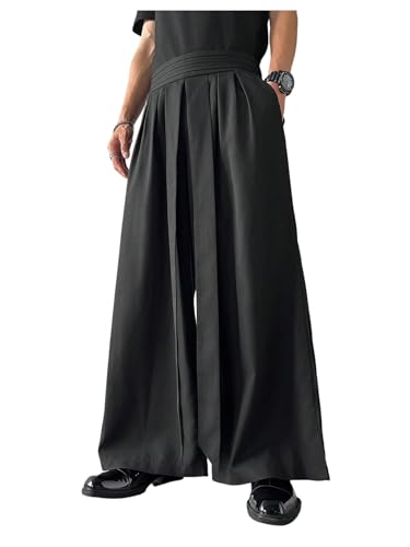 Floerns Men's Pleated Dress Pants Wide Leg Business Casual Baggy Trousers