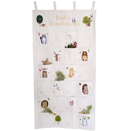Papierdrachen Adventskalender 2025 - bestickter Stoff-Wandkalender...
