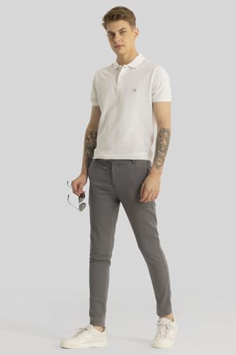 Image of SNITCH Yann Grey Plain Slim Fit Trousers