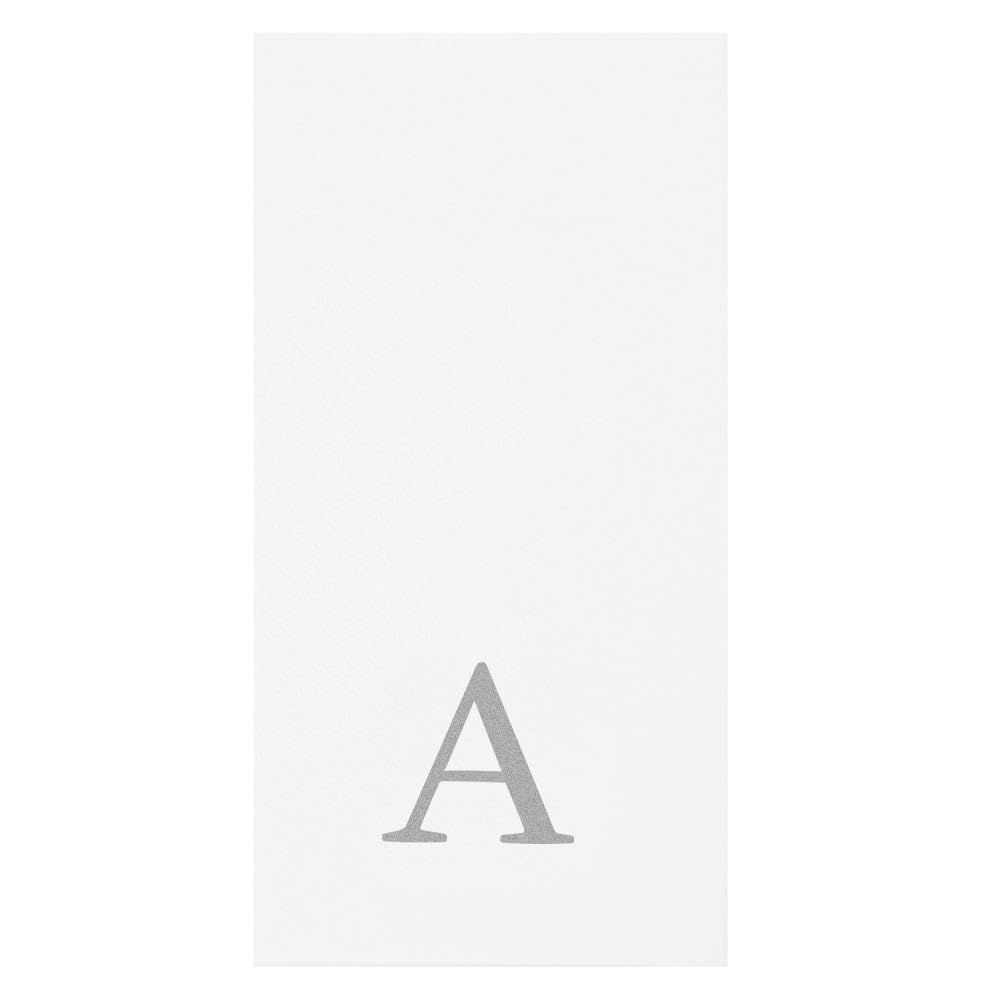 Luxenap - Servilleta rectangular de papel blanco con letra A, letra A, fuente Air Laid, Sans Serif, 15 3/4 x 8 pulgadas, caja de 50 unidades