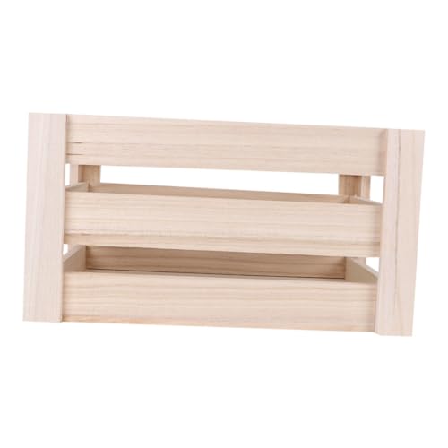 Lurrose Vintage Wooden Storage Box Lids Compartments Card Storage Sturdy Organizer for Kitchen Decorative Crate