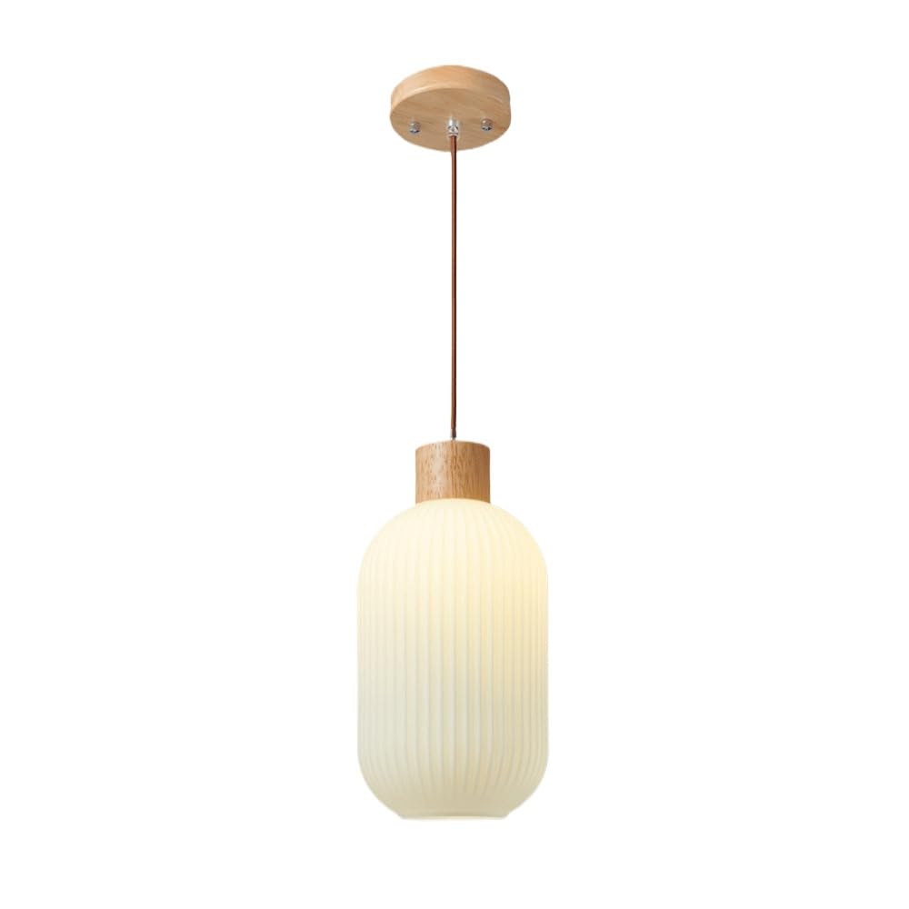 Simplicidad Lámparas Colgantes Lámpara Colgante De Vidrio Lámpara De Estilo Japonés, Accesorios De Iluminación De Techo con Cubierta De Madera para Restaurante Interior Cafetería Bar Sótano,
