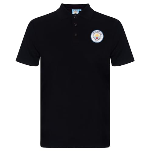 MANCHESTER CITY FC Official Football Gift Mens Crest Polo Shirt Black XL