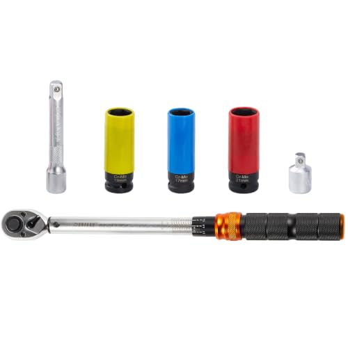 Image of Car Wheel Torque Wrench Set, 6-Piece Tire Change Kit, 10-170 ft-lb