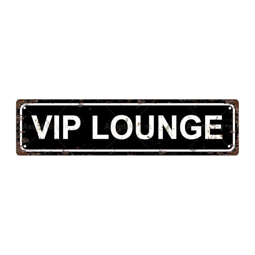 VIP LOUNGE Vintage Metal Tin Street Sign Bar Cafe Garage Cave Home Room Wall Bathroom Farmhouse Garden Porch Patio Decor, 16 x 4 Inch