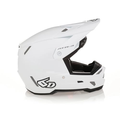 6D HELMETS ATR?3Y Solid Youth Moto Helmet | 5th?Gen ODS Suspension | 3K Carbon Composite Shell | Gloss White | Large