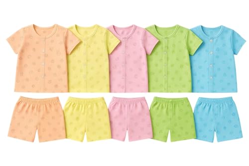 Image of New Born Baby Unisex Breathable Cotton Sleeveless Button Jhabla Dress | Boy & Girl Baby Clothe Size From 3 Months | Jabala Set for New Born | Pack Of 5 Combo