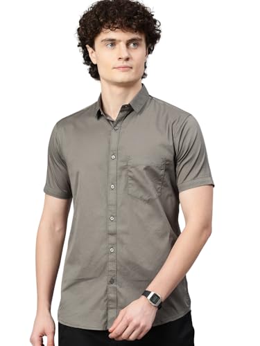 Image of Majestic Man Slim Fit Pure Cotton Half Sleeve Solid Casual Shirt