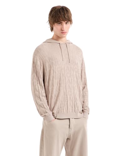 Armani Exchange Men's Pullover Sweater with Hoodie and Embossed All Over Logo