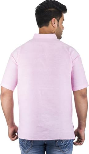 Image of Men's Cotton Short Kurta Without Pant | Mandarin Neck Short Kurta | Half Sleeve Casual Kurta | Traditional Ethnic Regular Kurta | Solid Plain Kurta for Men's (Pack of 1)