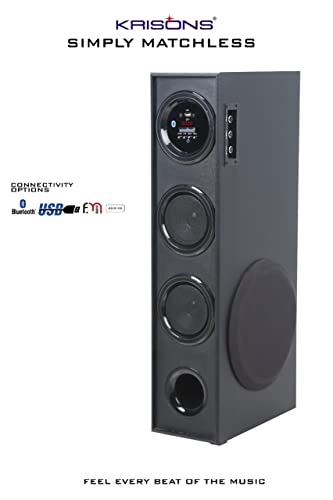 Image of Krisons Sound Blaster Tower Speaker (8 inch Woofer) | Bluetooth Supporting | USB, AUX, LCD Display, Built-in FM | 80 W